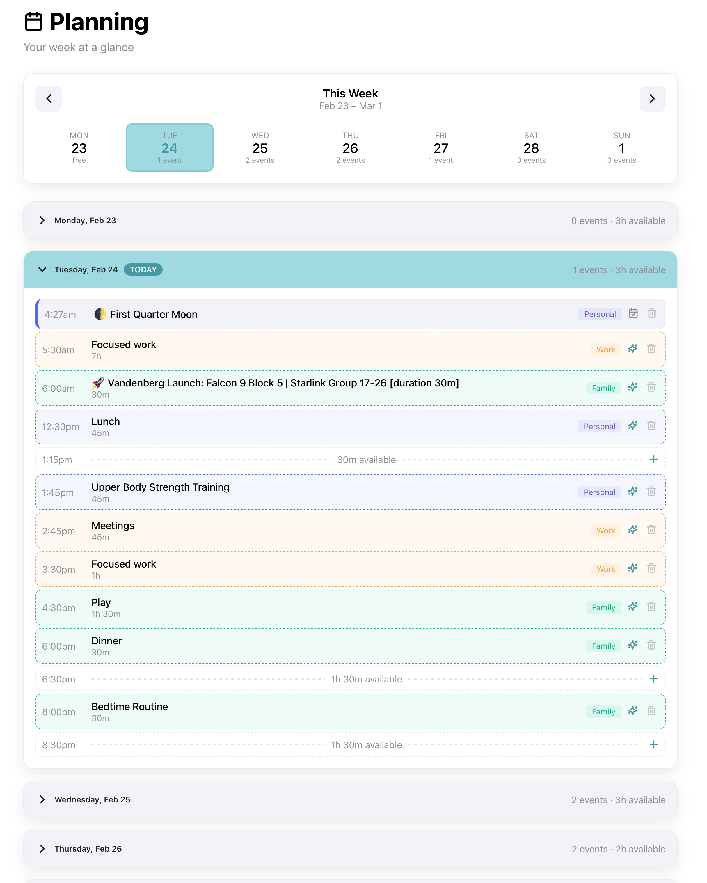 Planning — constraint-aware scheduling